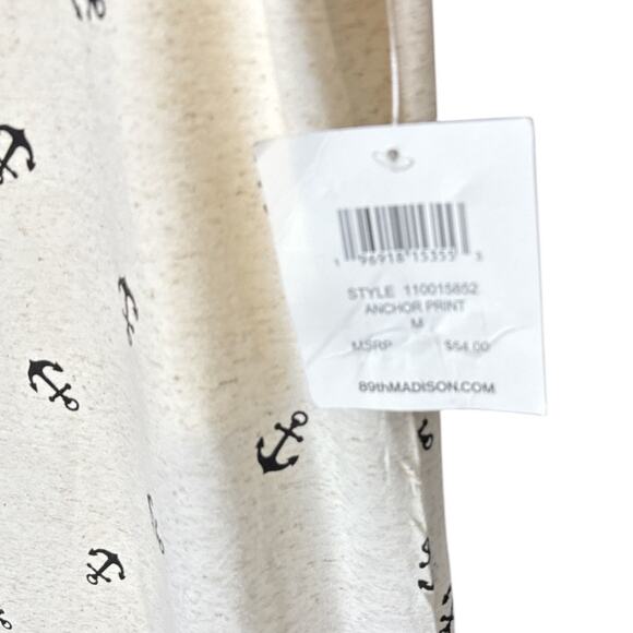 89th + Madison Nautical Lace-Up Anchor Print‎ Tee Short Sleeve Top Size M NWT - Picture 3 of 8